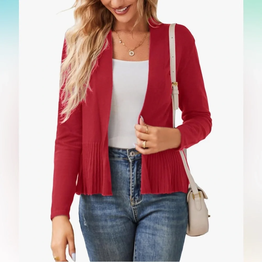 NEW Grace Karin Women’s Casual Cropped Red Cardigan. - Picture 1 of 8